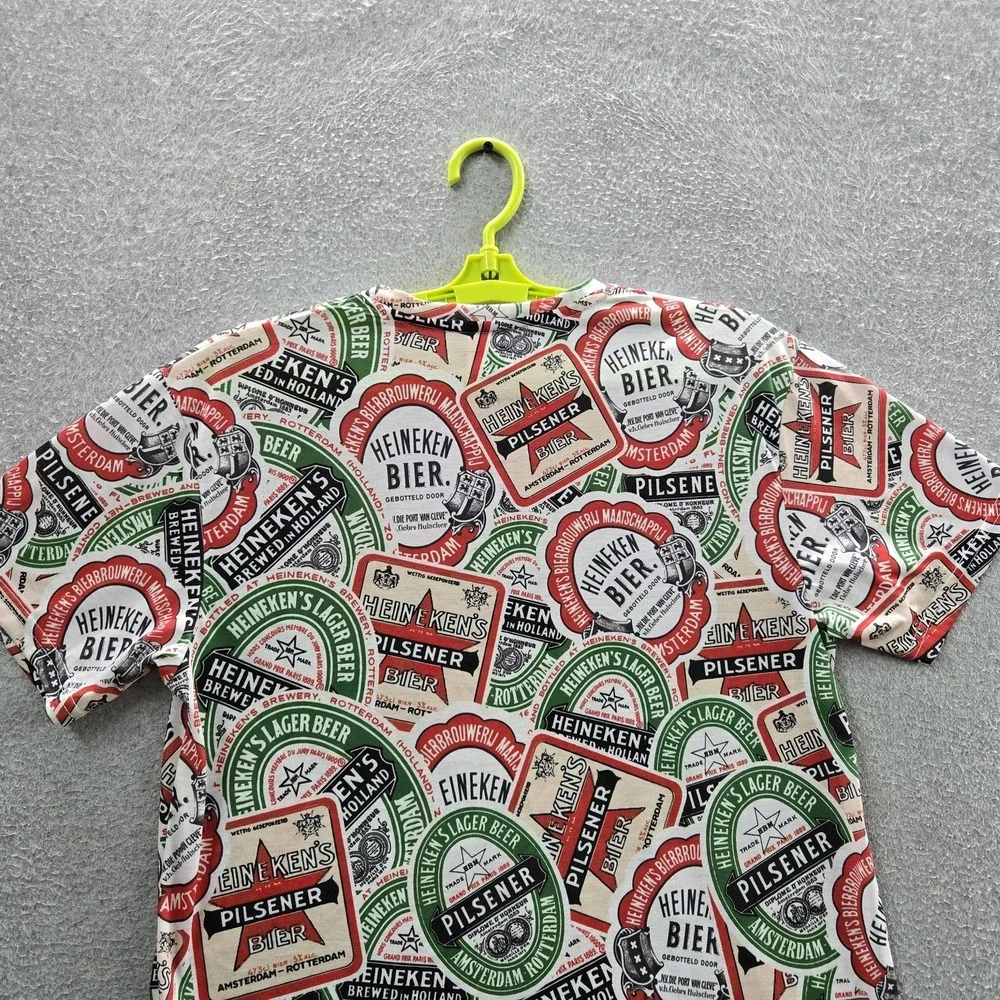 Heineken Men Shirt M Multicolor Graphic Beer Labels Casual Logo Short Sleeve